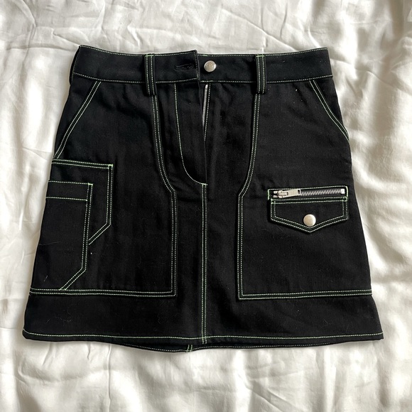 Courreges black and green denim skirt size 36 - Picture 1 of 4